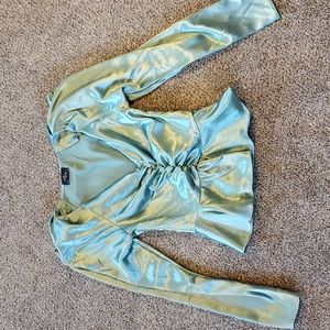 Milk and Honey shiny blue top